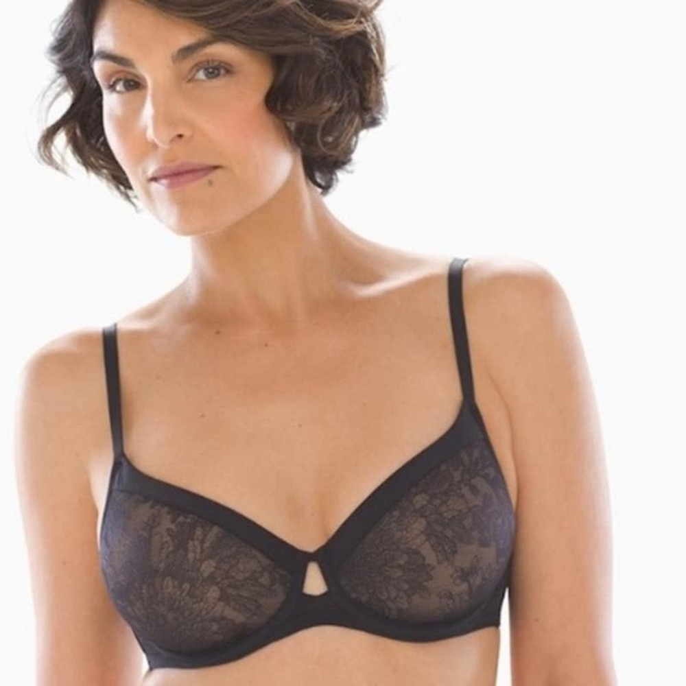 Soma Lightest Lift Modern Coverage Black Tan Lace Adjustable Women's 34D EUC